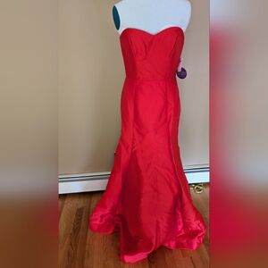 New Strapless Red Prom Dress / Long Satin Gown